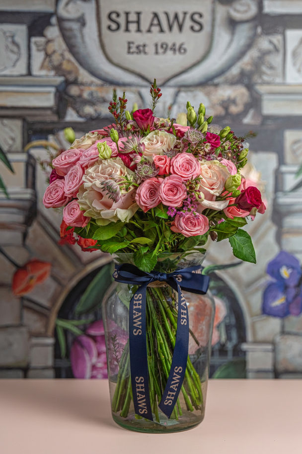 Country pinks tones floral arrangement by Shaws of Covent Garden - view 3