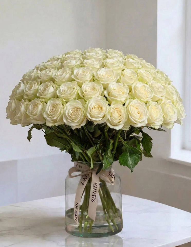 Classic White Rose Dome Rose floral arrangement by Shaws of Covent Garden
