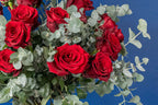 LOVE - Red Explorer Roses & Eucalyptus floral arrangement by Shaws of Covent Garden - view 7