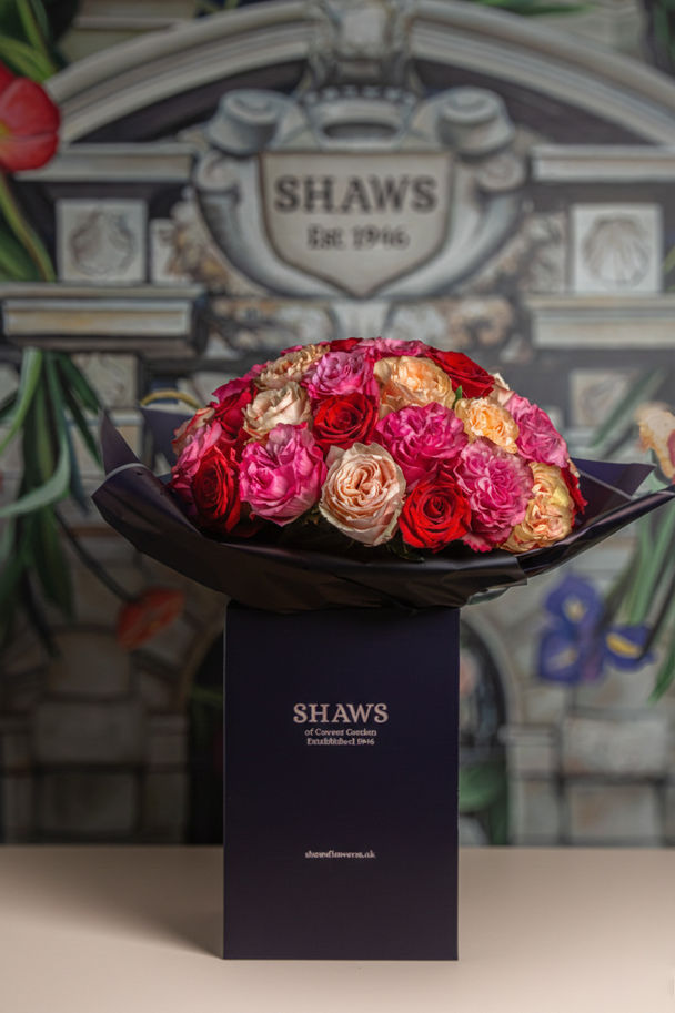 Merry Go Round Rose Dome or Flamed Coloured Dome floral arrangement by Shaws of Covent Garden - view 2