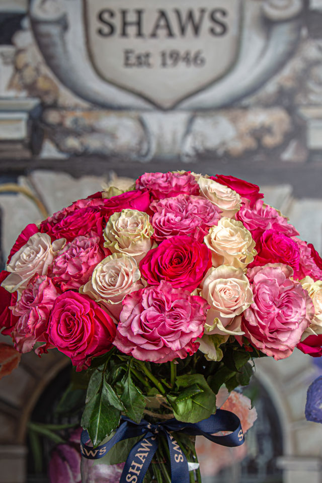 Merry Go Round Rose Dome or Flamed Coloured Dome floral arrangement by Shaws of Covent Garden - view 4