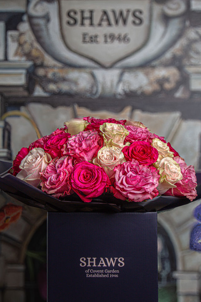 Merry Go Round Rose Dome or Flamed Coloured Dome floral arrangement by Shaws of Covent Garden - view 3