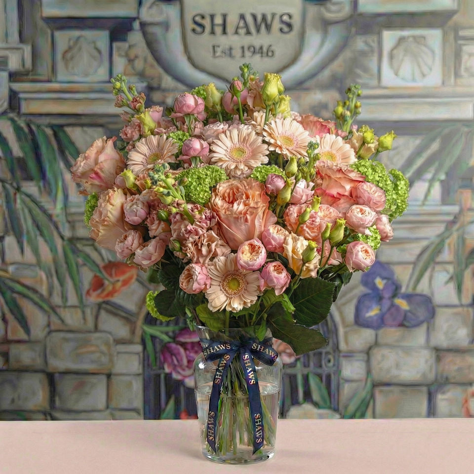 Peaches and cream floral arrangement by Shaws of Covent Garden - view 2