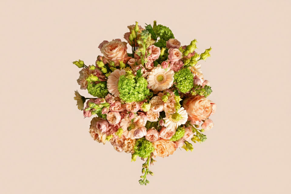 Peaches and cream floral arrangement by Shaws of Covent Garden - view 3